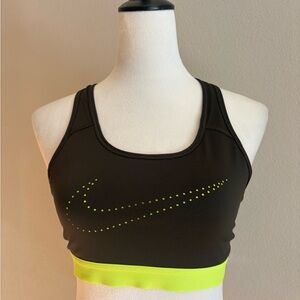 Nike Dri-Fit Sports Bra Medium – Black/Neon Yellow Racerback Activewear